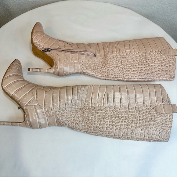 Vince Camuto Beige/Nude Croc Knee High Boots - Picture 3 of 13